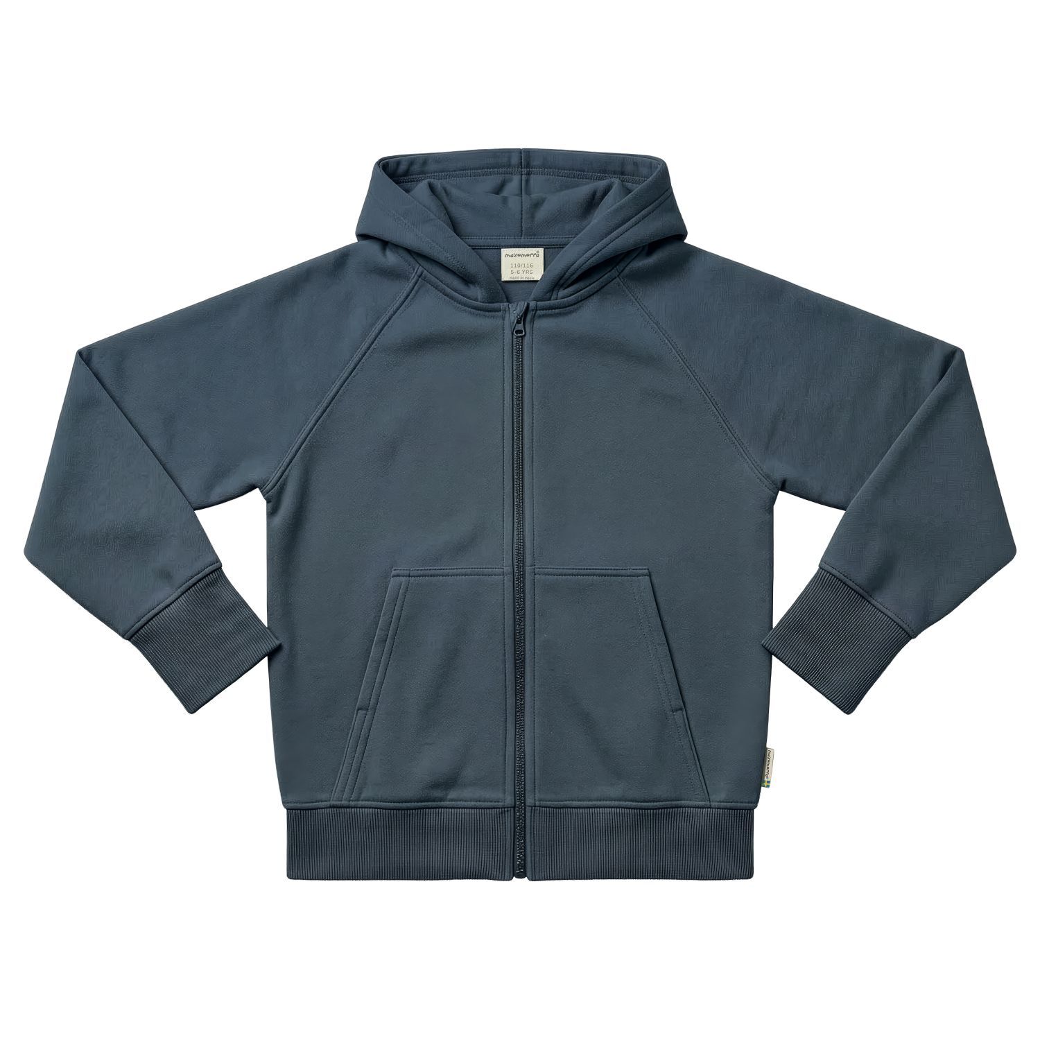 Maxomorra Hoodie Zipper Sweat Solid Blue