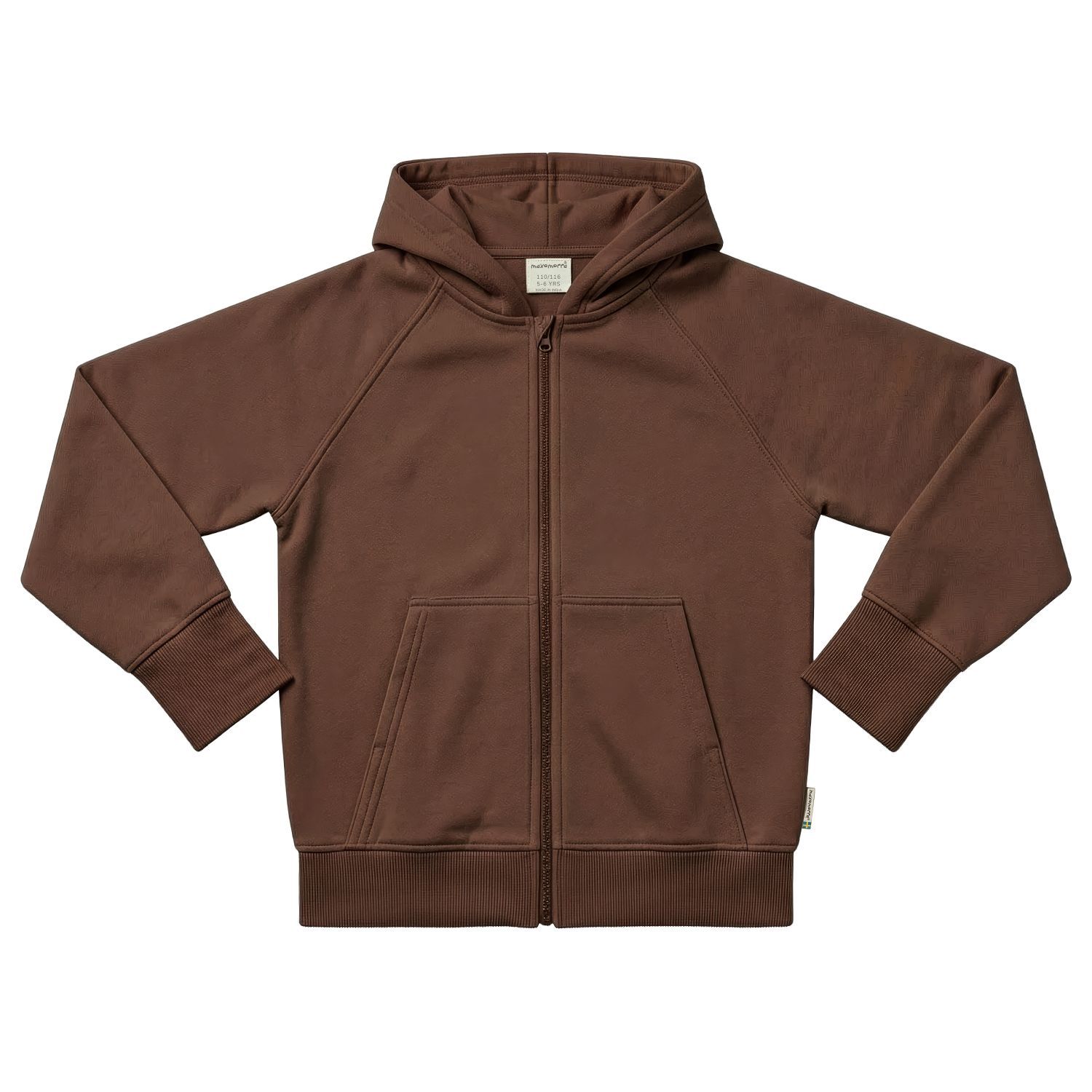 Maxomorra Hoodie Zipper Sweat Solid Braun