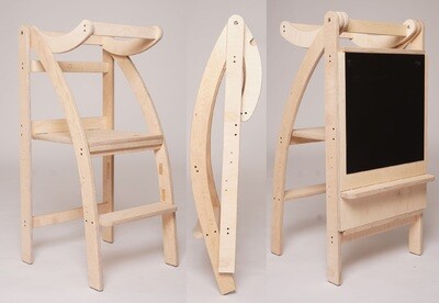 Learning Tower Richiudibile con Blocco per Bambini - Torre Montessori Regolabile su 3 Altezze e Richiudibile - Torre Montessoriana Richiudibile
