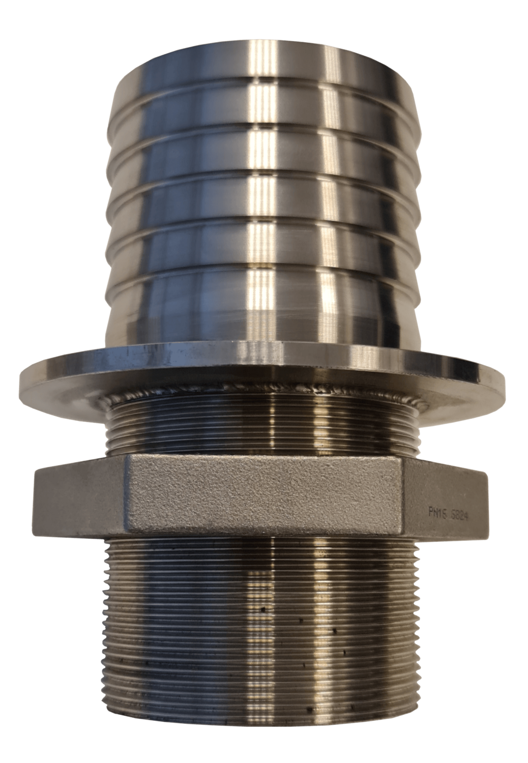 Bulkhead thruhull connector for 76mm hose