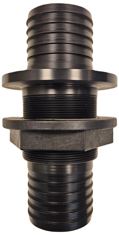 Bulkhead thru-hull connector for 76mm hose