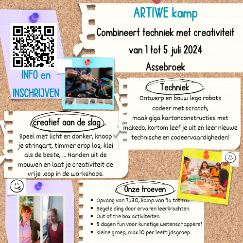 Kinderkampje ARTIWE (techniek en creativiteit): 1 tem 5 juli 2024