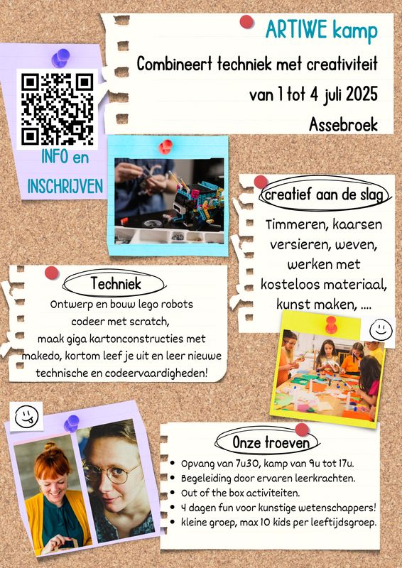 Kinderkampje ARTIWE (techniek en creativiteit): 1 tem 4 juli 2025