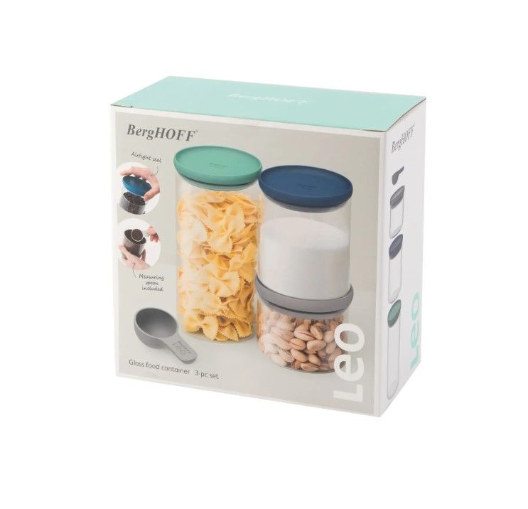 Berghoff 3-pc Glass Food Container Set Leo
