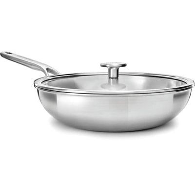 Kitchenaid Multi Ply Stainless Steel Wok With Glass Lid 28cm