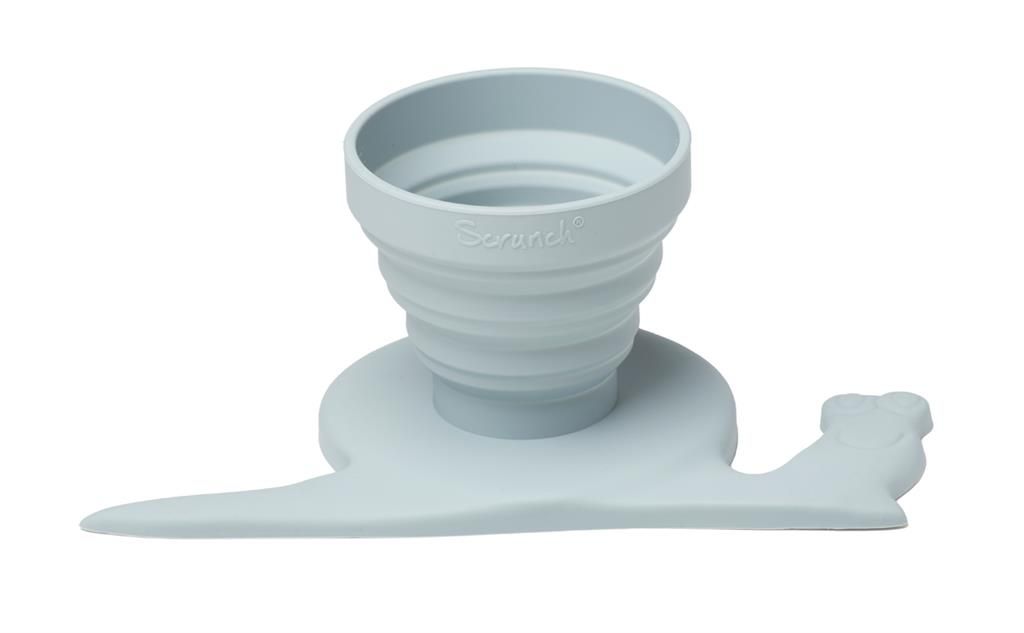 Scrunch: REGENWATERMETER met SLAK eendenei blauw 21x11x3,5-8,5cm