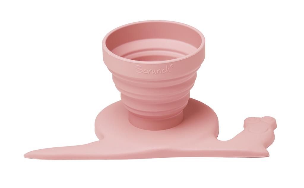 Scrunch: REGENWATERMETER met SLAK oud roze 21x11x3,5-8,5cm
