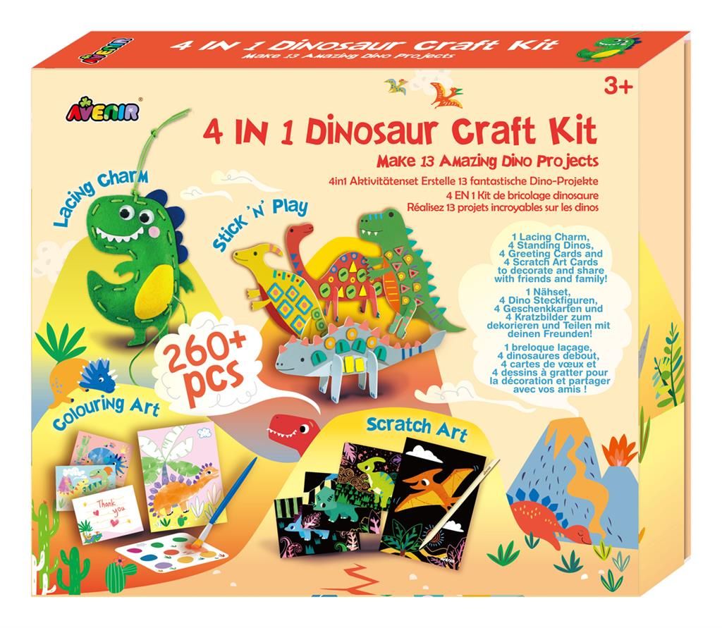 Avenir 4-in-1 Craft Kit: DINOSAURUS SET met 13 pro