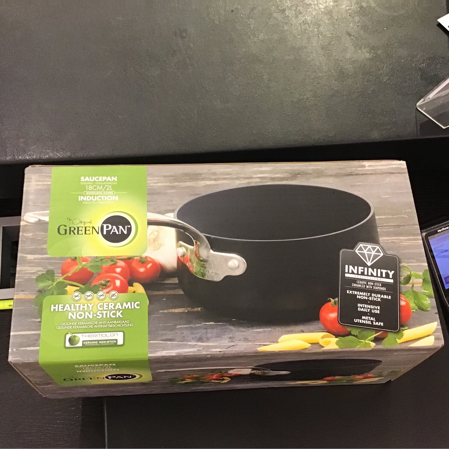 Greenpan Ceramic Saucepan 18cm 2L Barcelona Range