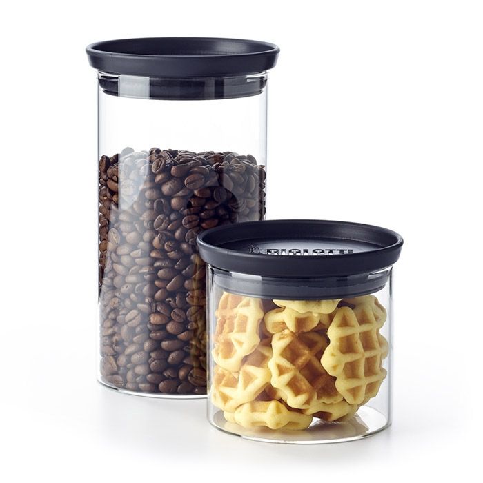 Bialetti storage jar with lid 1x 500ml 1x 1000ml