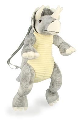 Grimini: RUGZAK PLUCHE / DINO TRICERATOPS grijs 45x18x50cm