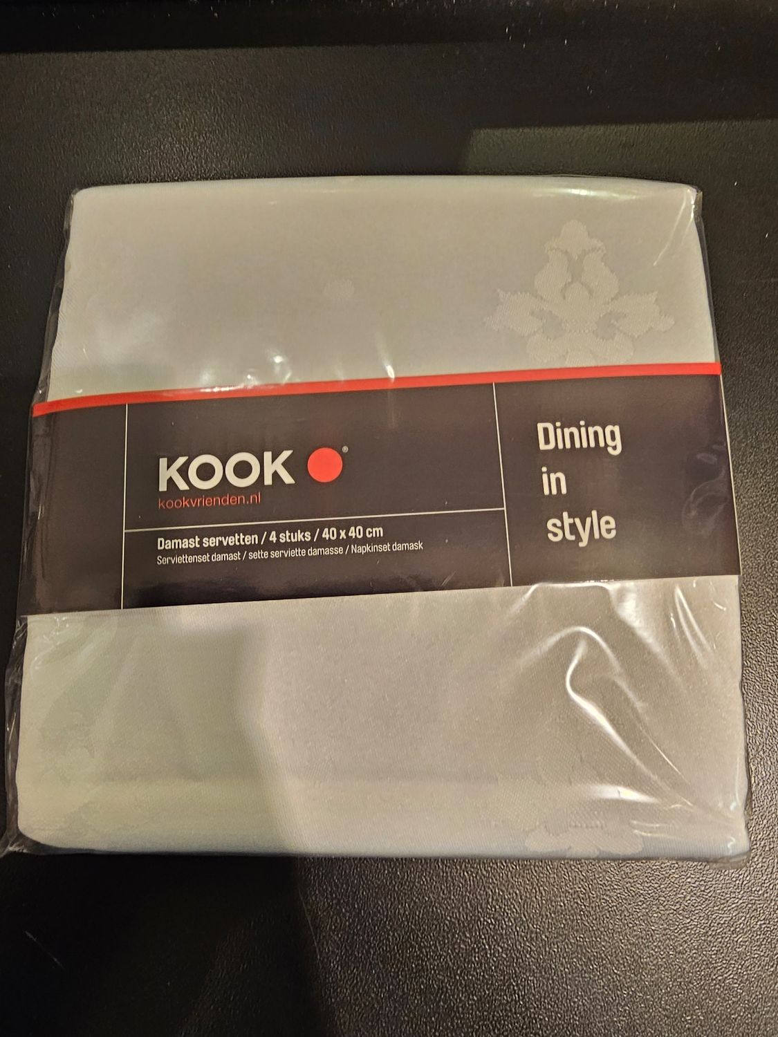 KOOK damast servetten 4 stuks 40x40cm wit