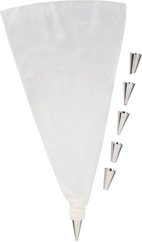 Blokker spuitzak 27x15cm met 6 spuitmondjes