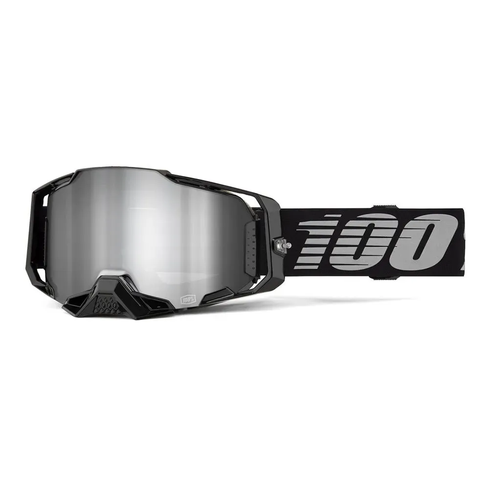 100% ARMEGA GOGGLE BLACK MIRROR SILVER LENS