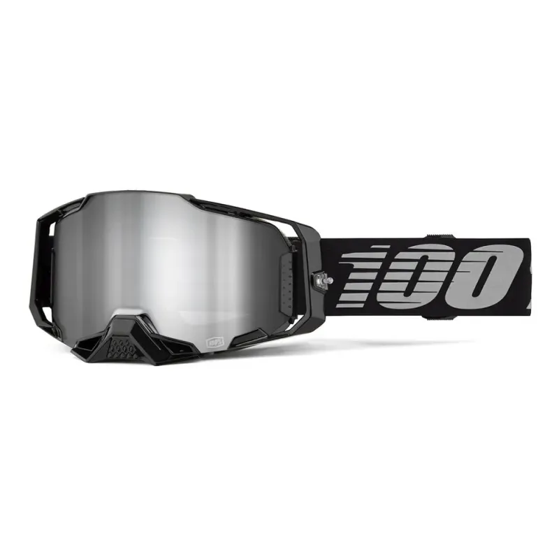 100% ARMEGA GOGGLE BLACK MIRROR SILVER LENS