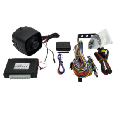 HPS878: CAN-bus alarm unit HPS845R met hoge frequentie module HPA603, draadloze sirene HPS98 en universele kabelboom
