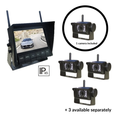W11P: 7" 12/24 V quad view wireless camera systeem - 1 tot 4 camera's (IP65 monitor)