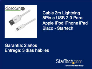 Cable 2m Lightning 8Pin a USB 2.0 Para Apple iPod iPhone iPad Blaco - Startech