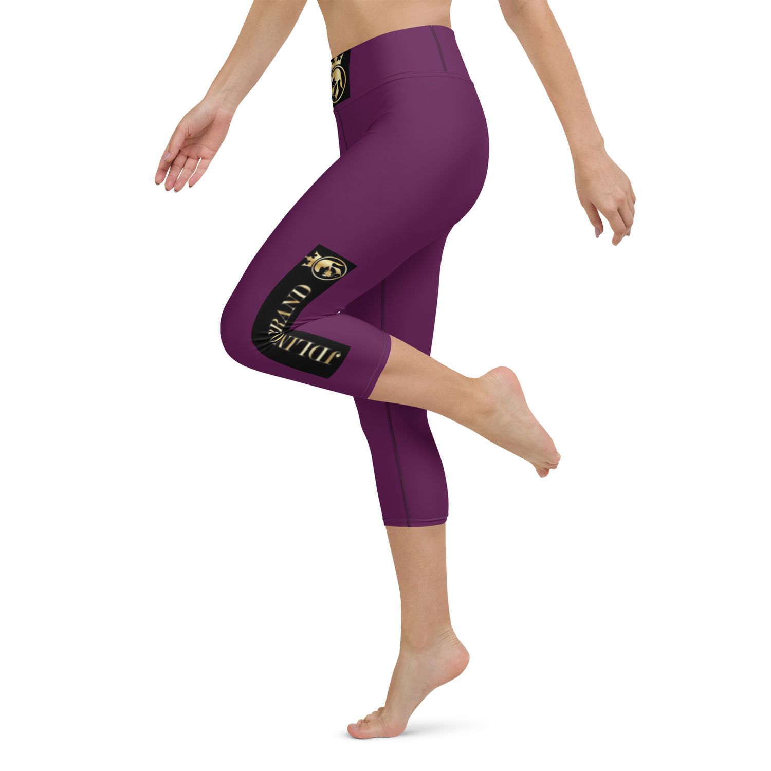 JdLino Brand Purple black  and gold Yoga Capri Leggings