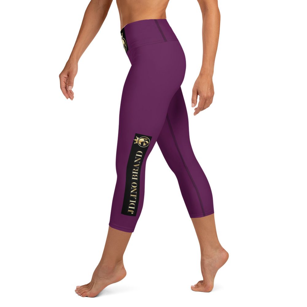 JdLino Brand Purple black  and gold Yoga Capri Leggings