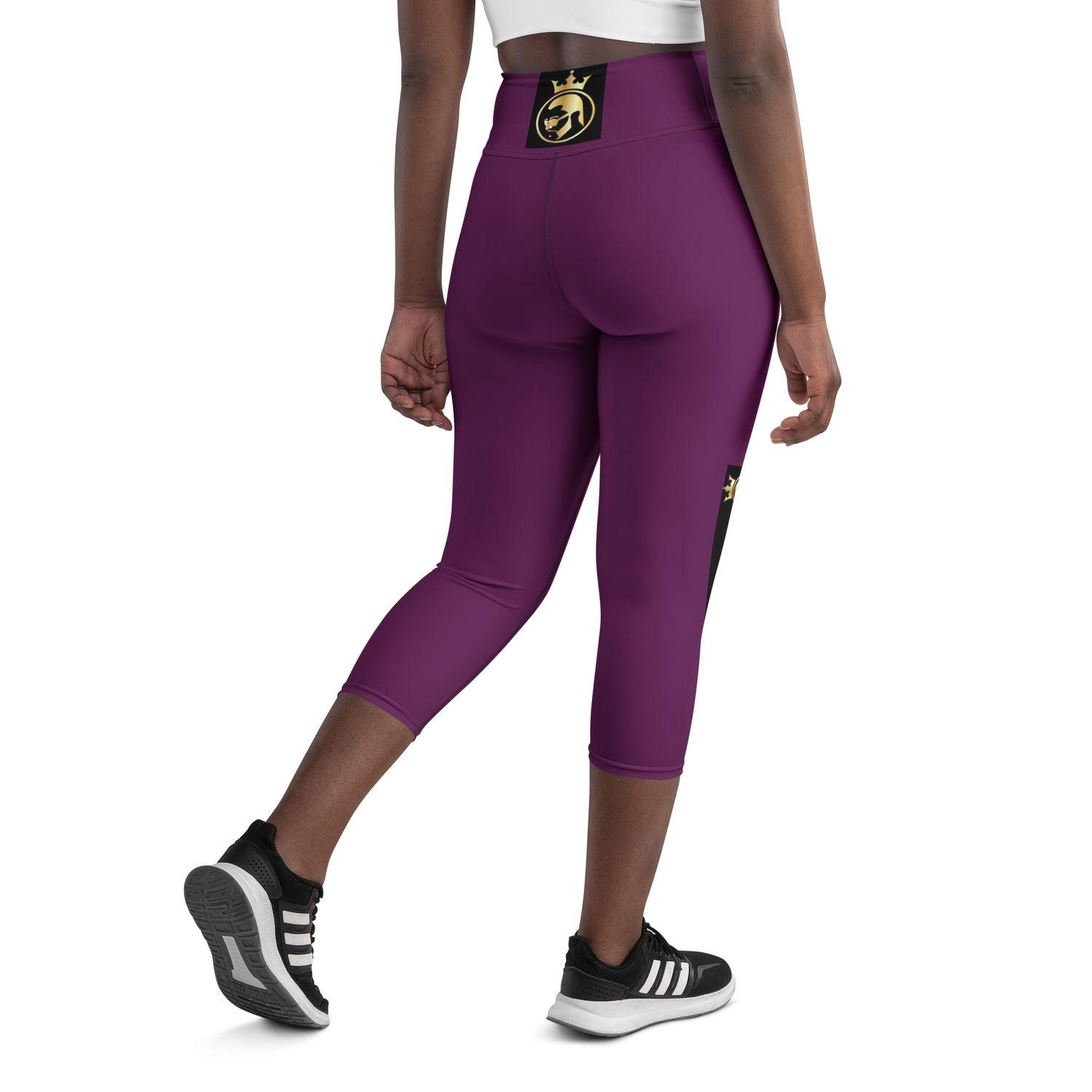 JdLino Brand Purple black  and gold Yoga Capri Leggings