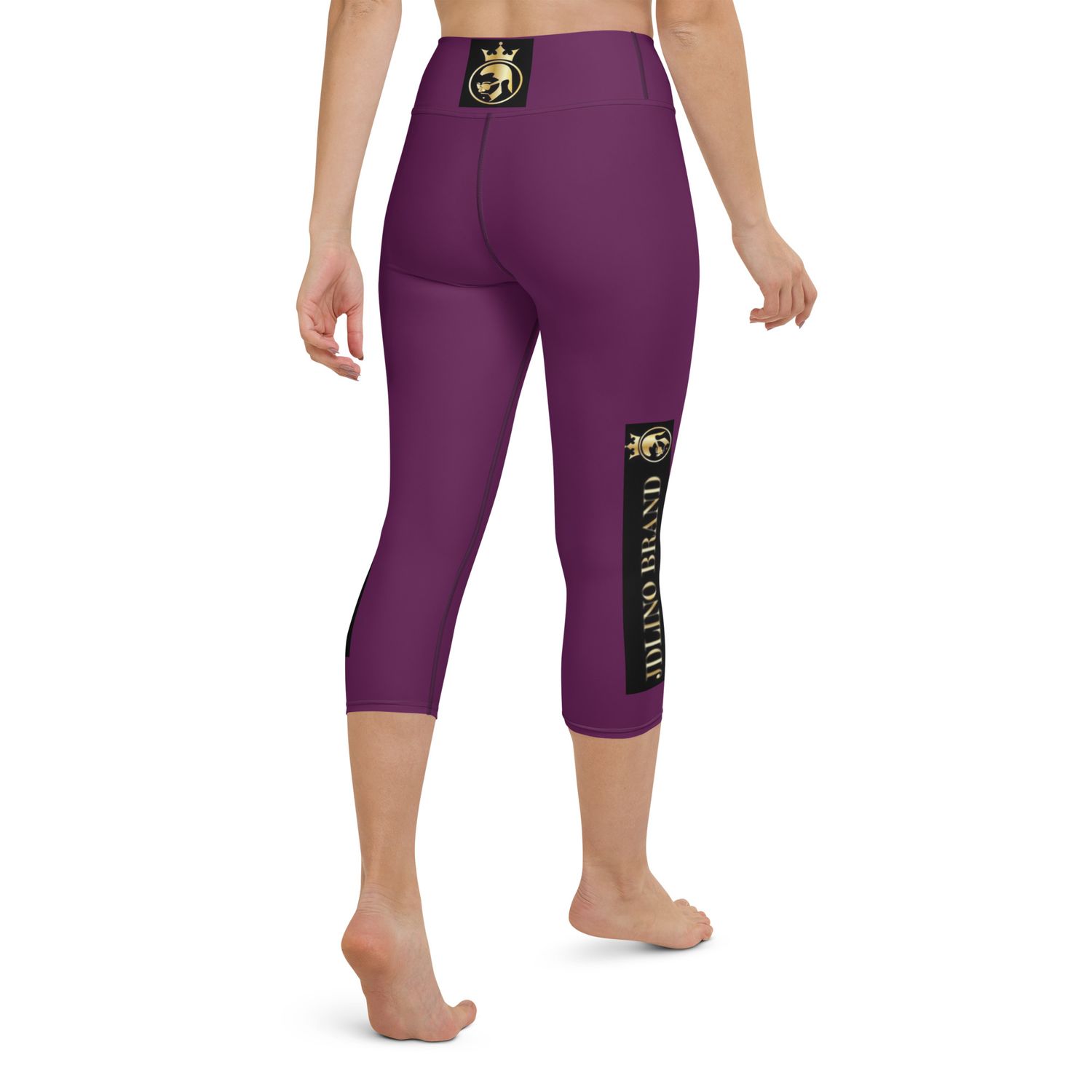 JdLino Brand Purple black  and gold Yoga Capri Leggings