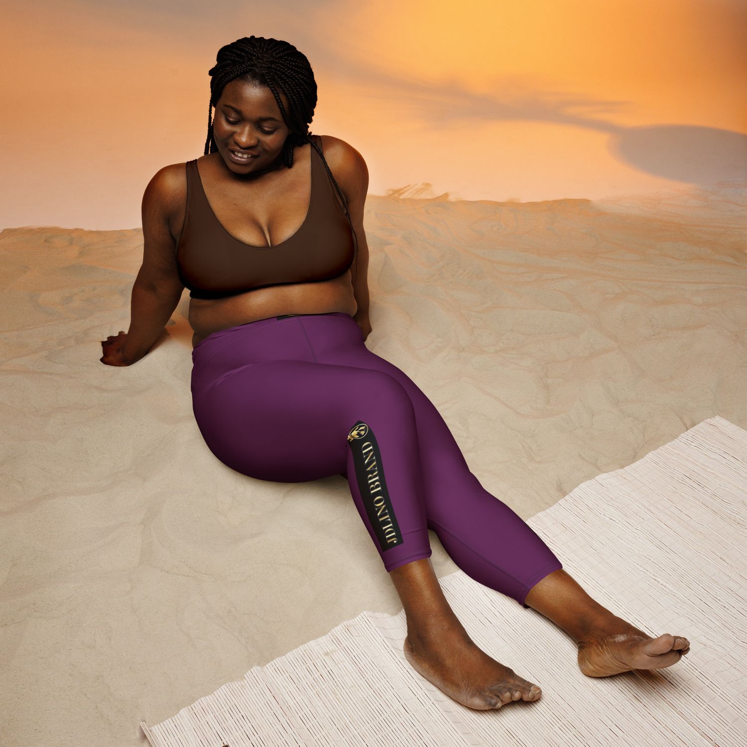JdLino Brand Purple black  and gold Yoga Capri Leggings