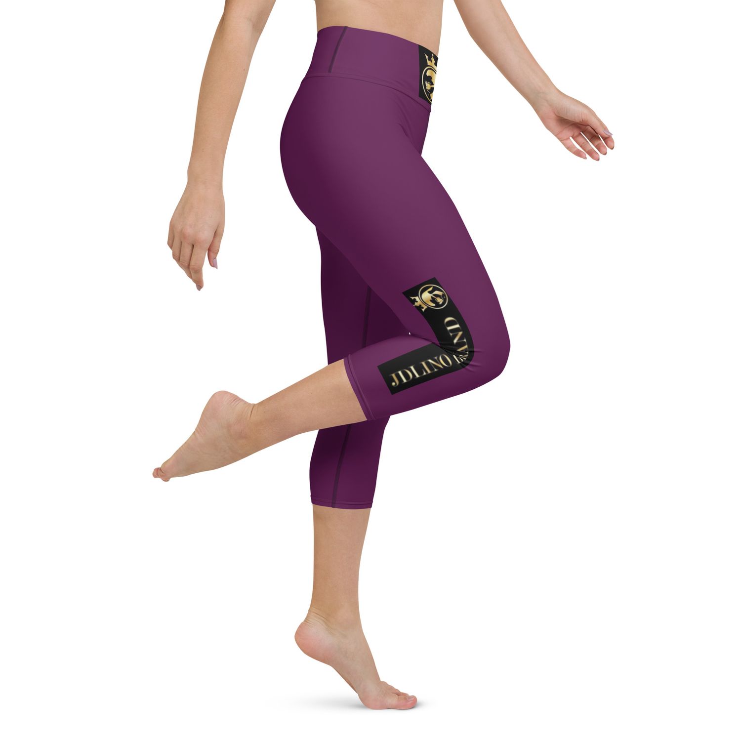 JdLino Brand Purple black  and gold Yoga Capri Leggings