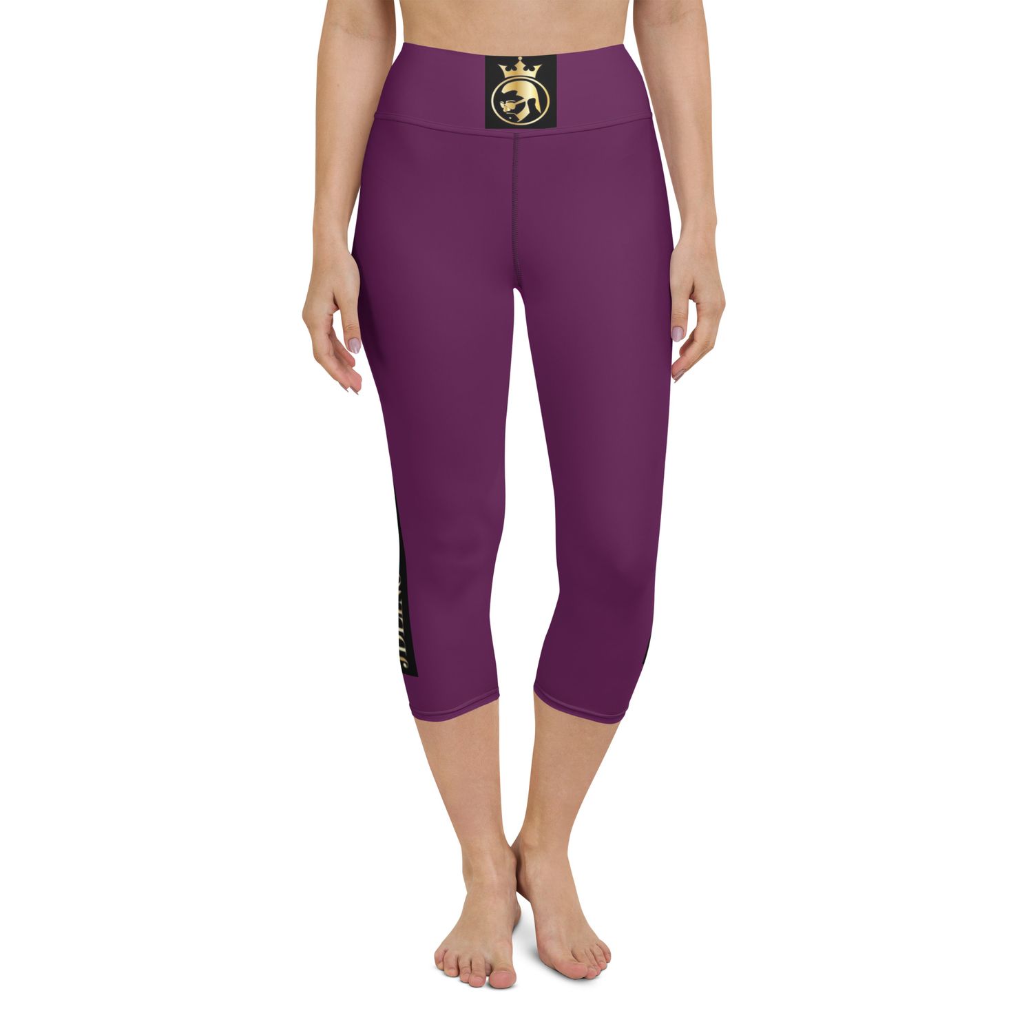 JdLino Brand Purple black  and gold Yoga Capri Leggings