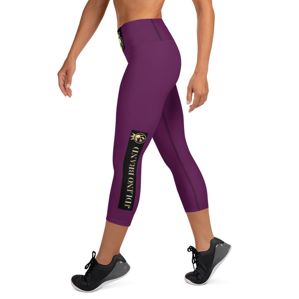 JdLino Brand Purple black  and gold Yoga Capri Leggings