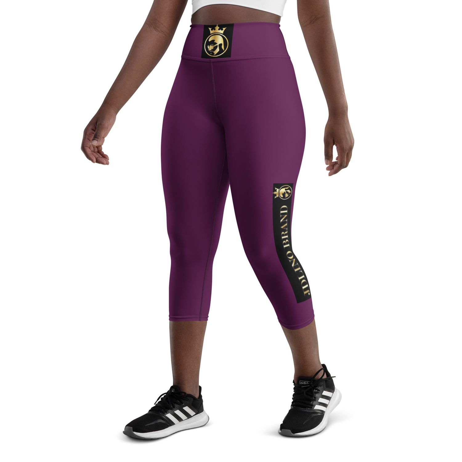 JdLino Brand Purple black  and gold Yoga Capri Leggings