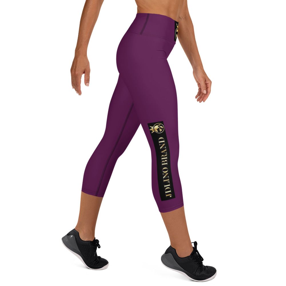 JdLino Brand Purple black  and gold Yoga Capri Leggings