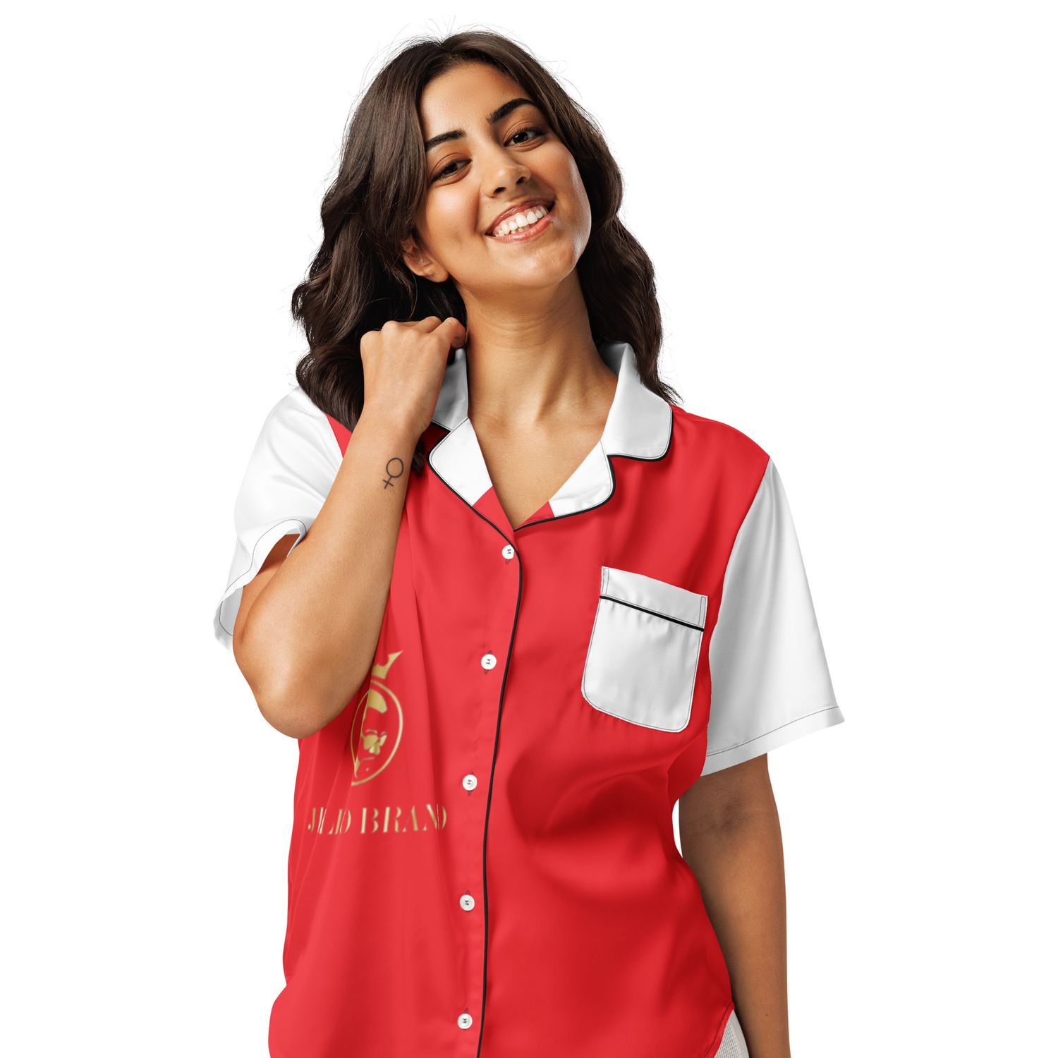 JdLino Brand R/G All-over print women’s short sleeve pajama top