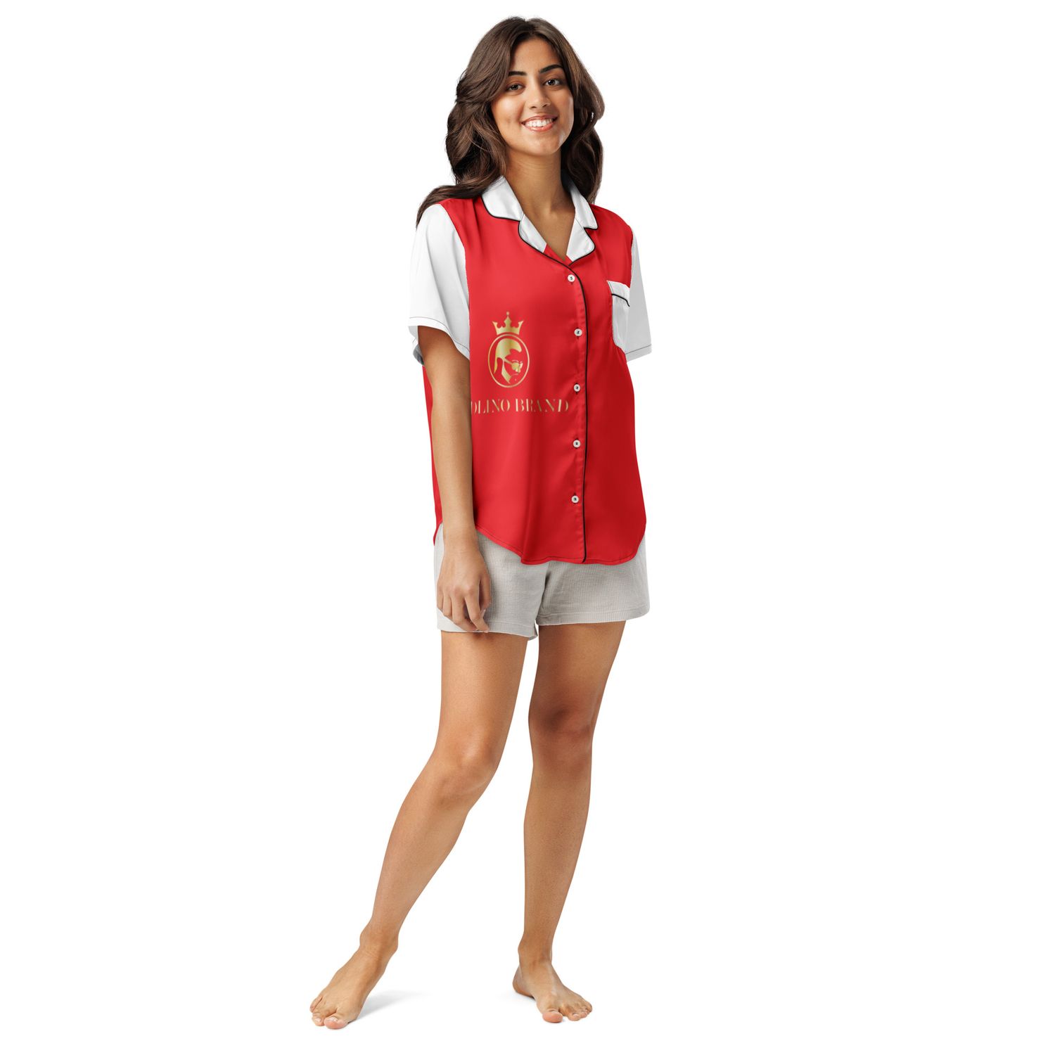 JdLino Brand R/G All-over print women’s short sleeve pajama top