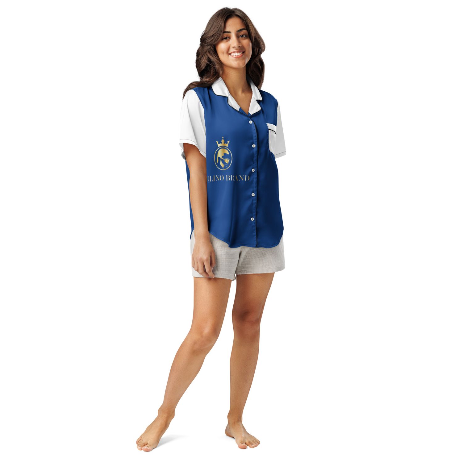 JdLino Brand B/G All-over print women’s short sleeve pajama top