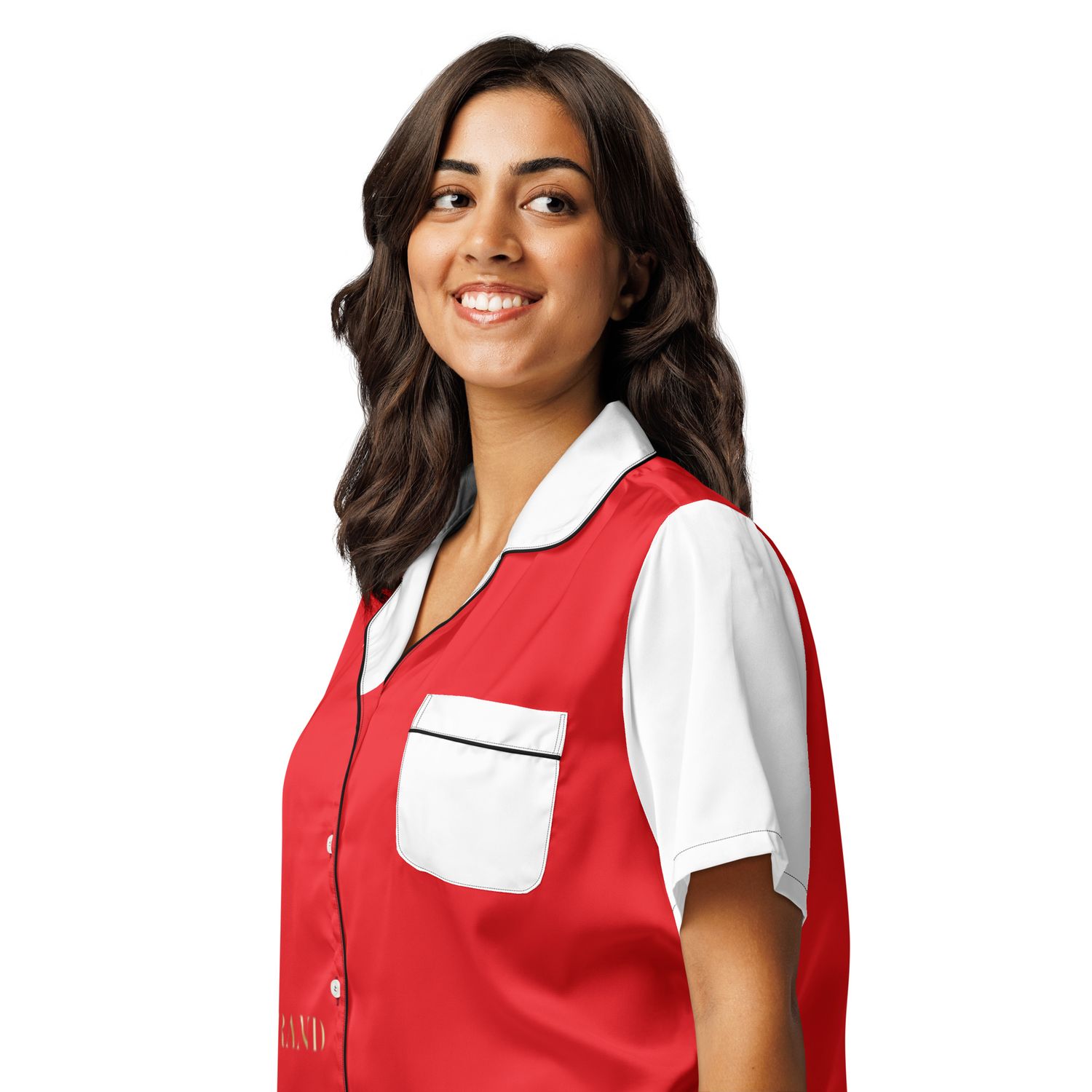 JdLino Brand R/G All-over print women’s short sleeve pajama top