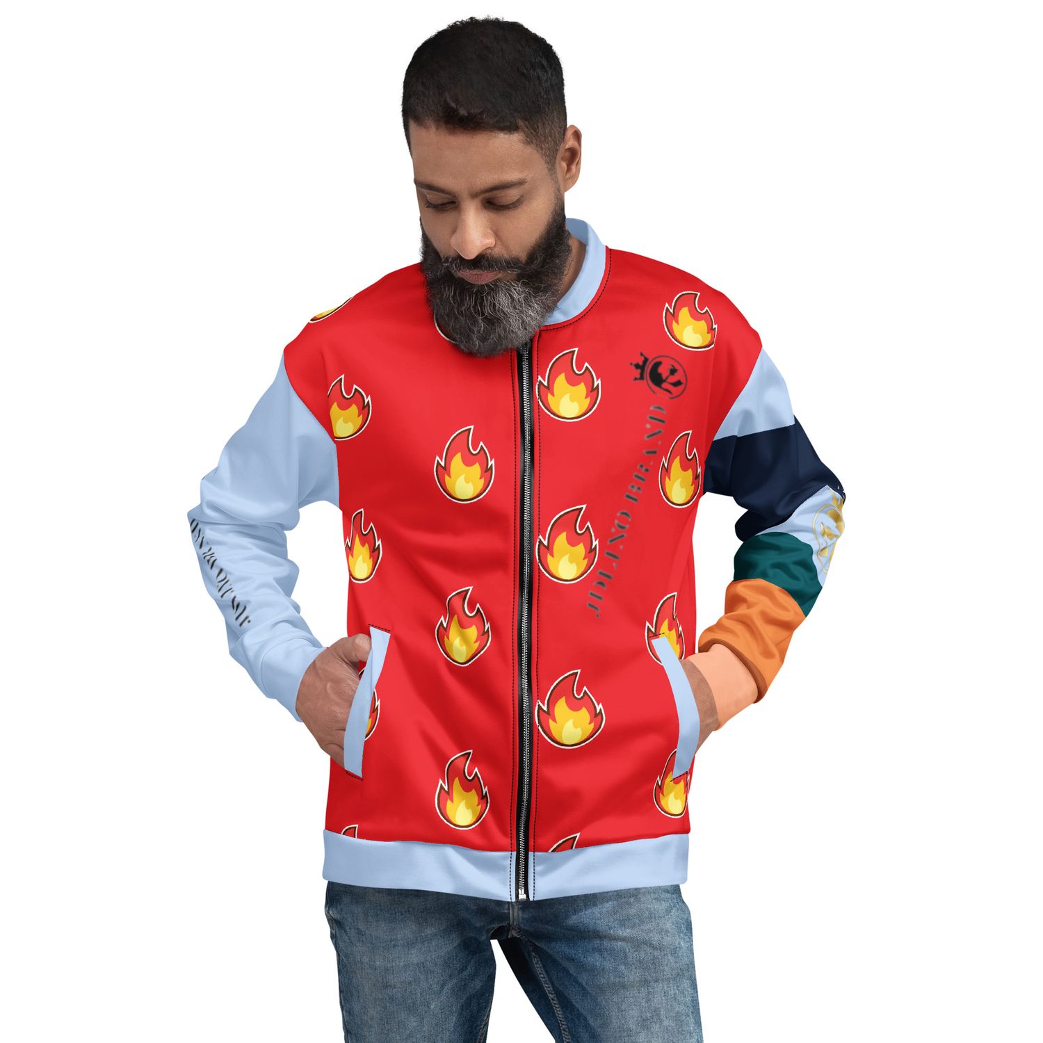 JdLino Brand Fire R/LB Unisex Bomber Jacket