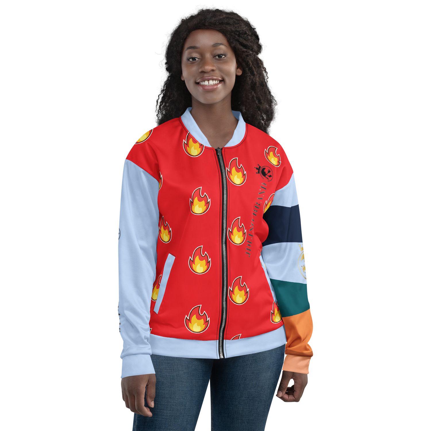 JdLino Brand Fire R/LB Unisex Bomber Jacket