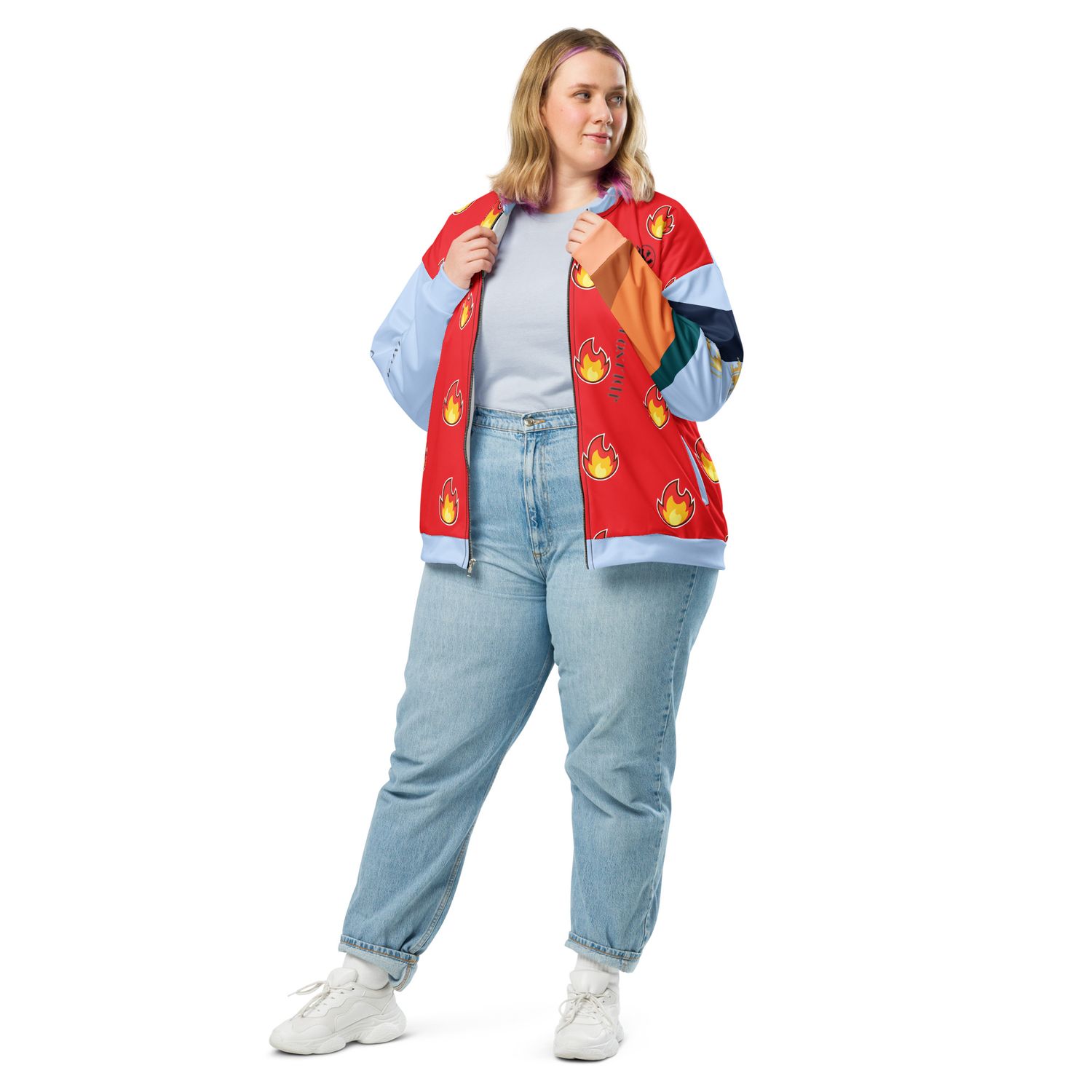 JdLino Brand Fire R/LB Unisex Bomber Jacket