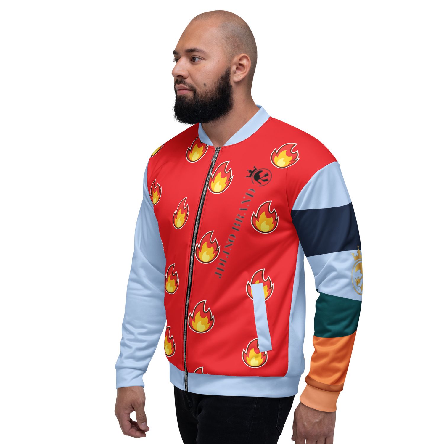 JdLino Brand Fire R/LB Unisex Bomber Jacket
