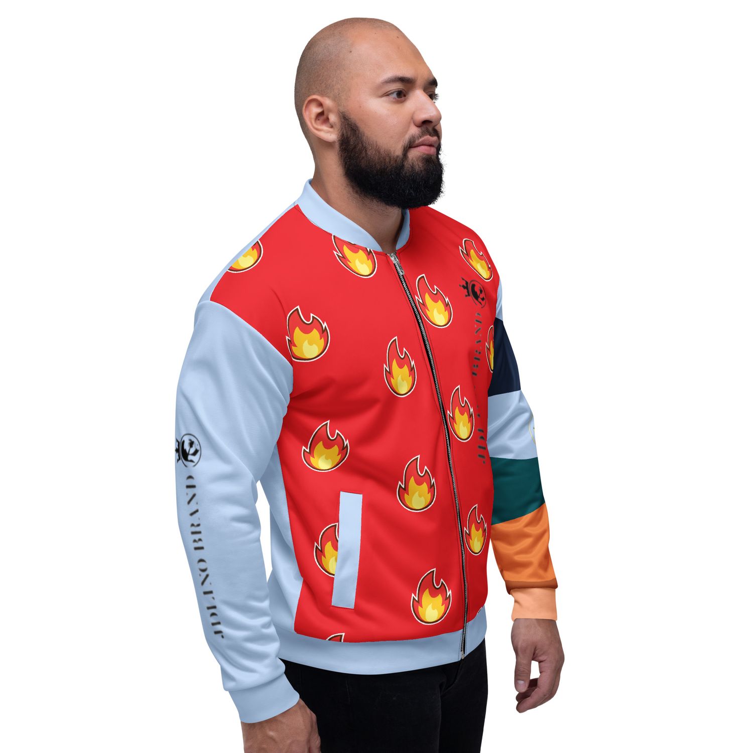 JdLino Brand Fire R/LB Unisex Bomber Jacket