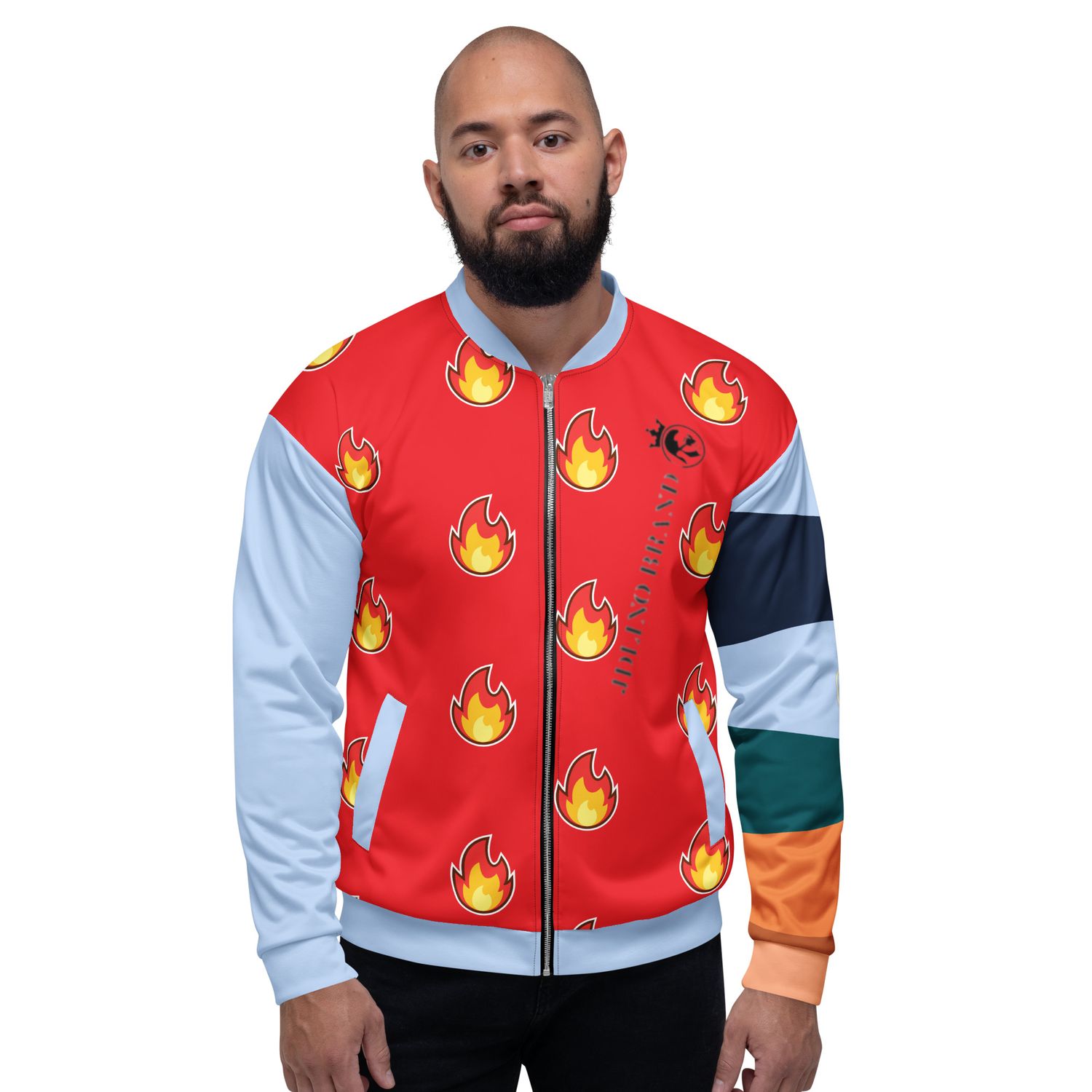 JdLino Brand Fire R/LB Unisex Bomber Jacket