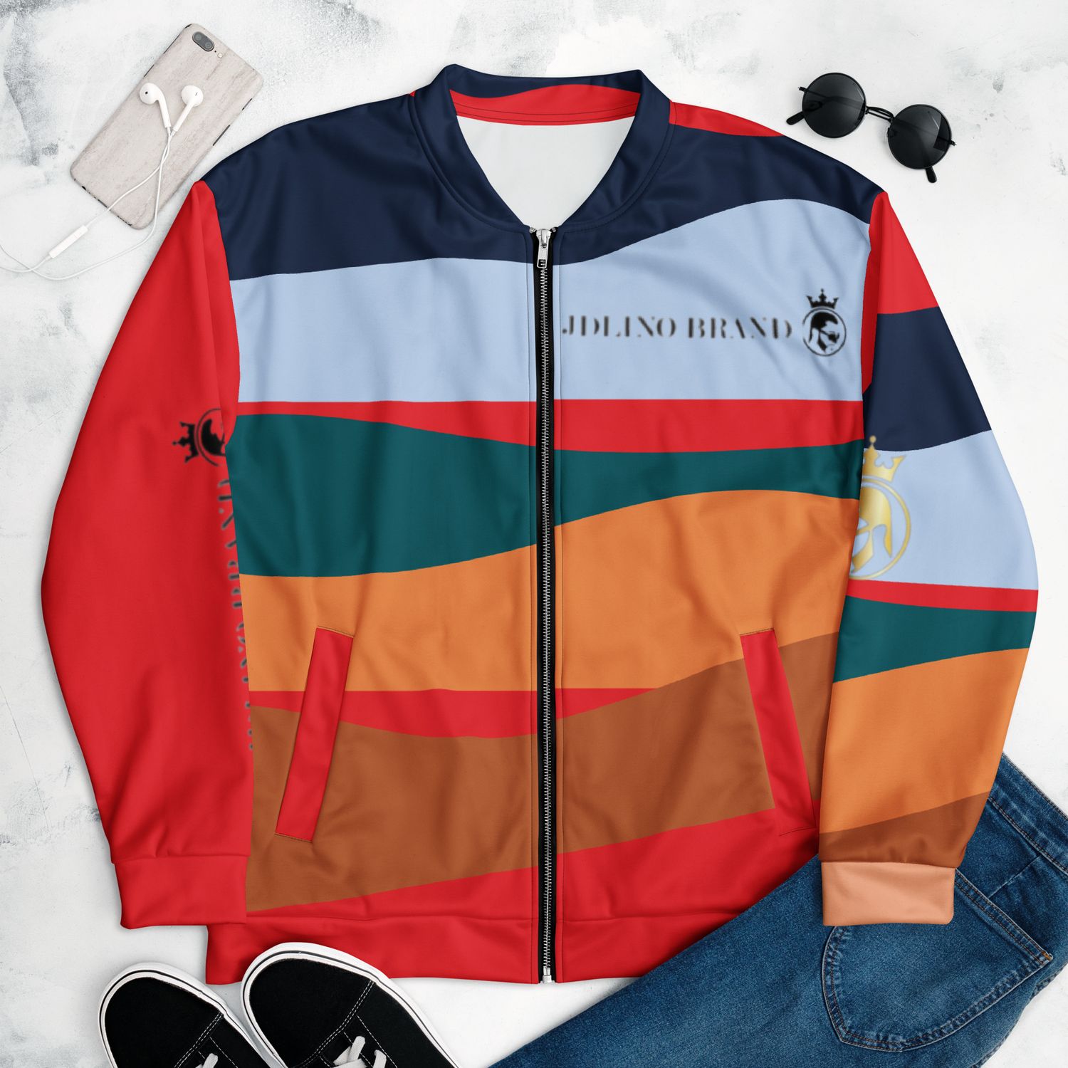 JdLino Brand multi color Unisex Bomber Jacket
