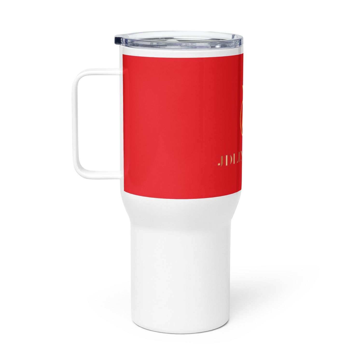 JdLino Brand R/W Travel mug with a handle