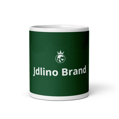 JdLino Brand Green and White glossy mug