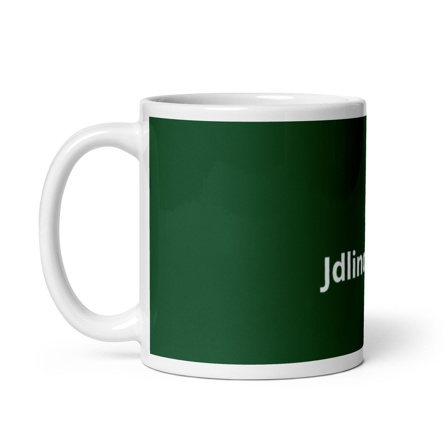 JdLino Brand Green and White glossy mug