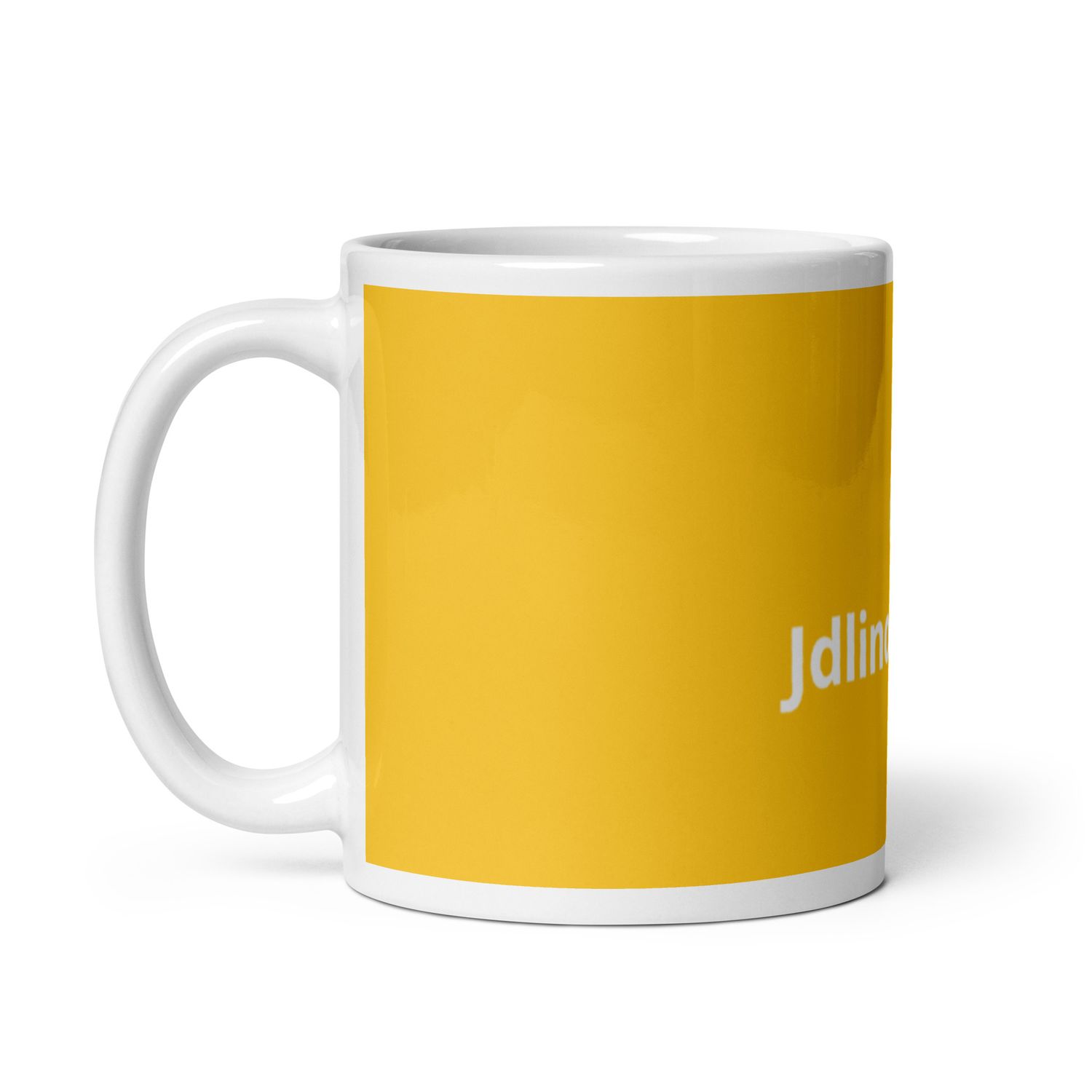 JdLino Brand Yellow and White glossy mug