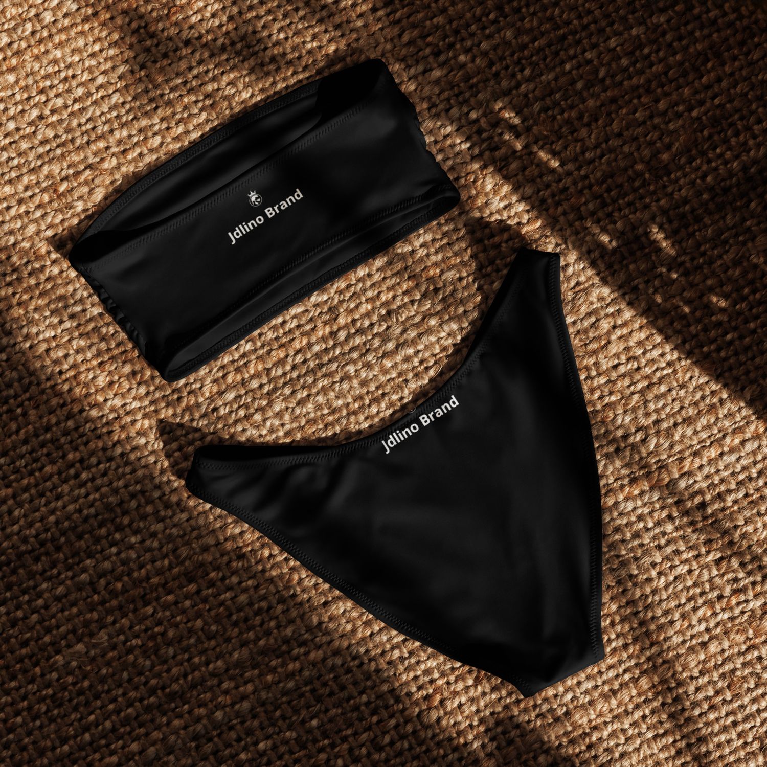 JdLino Brand B/W Recycled bandeau bikini