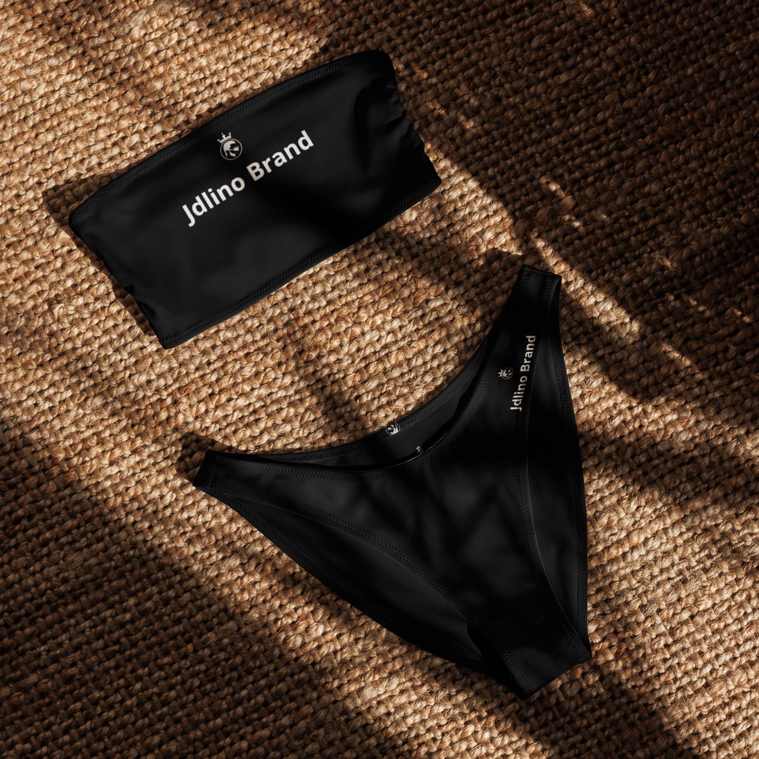 JdLino Brand B/W Recycled bandeau bikini