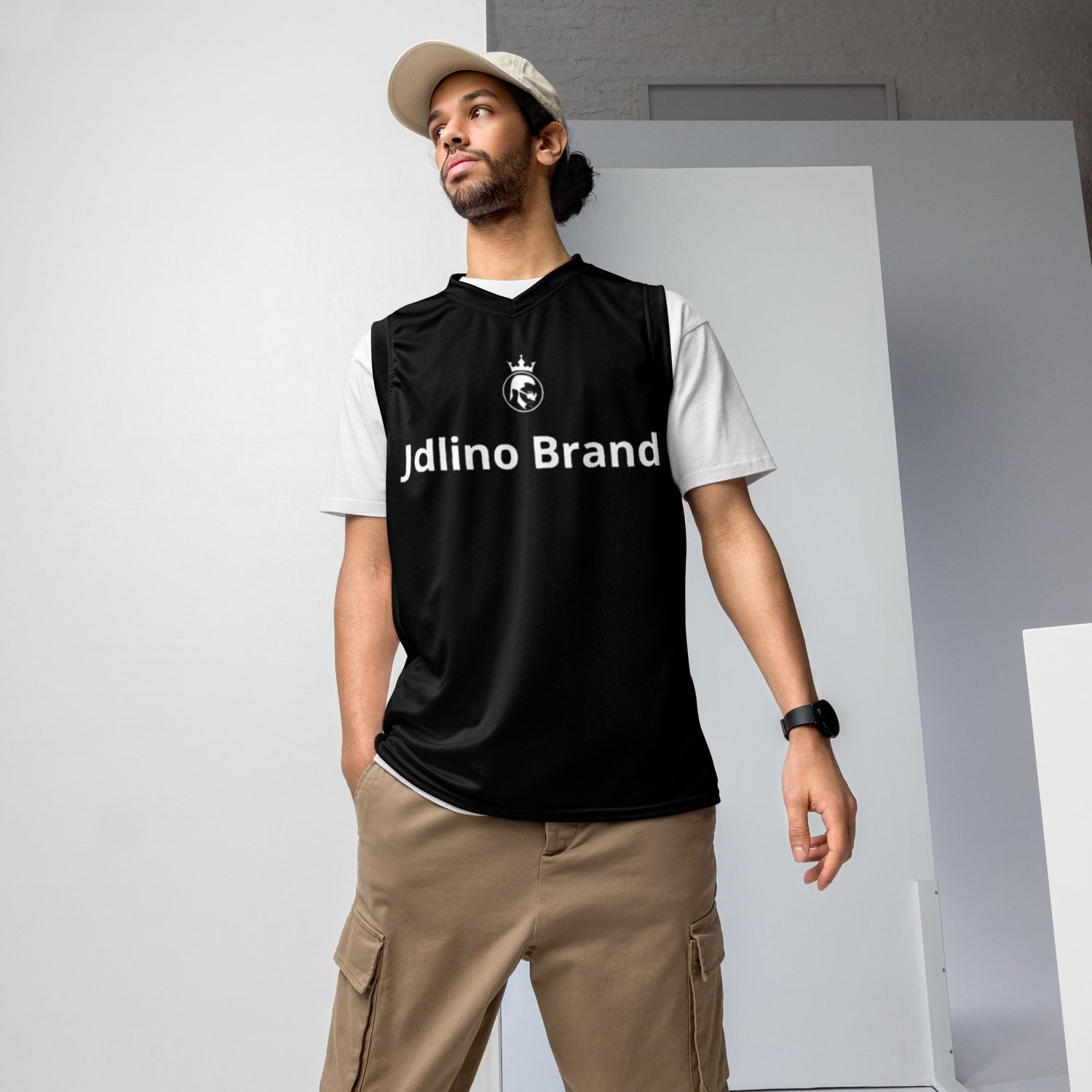 JdLino Brand B/W Recycled unisex basketball jersey